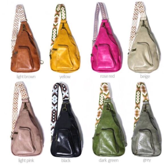 Ladies Western Boho Beige Leather Sling Bag Purse Adjustable Strap Brand New - Picture 7 of 7